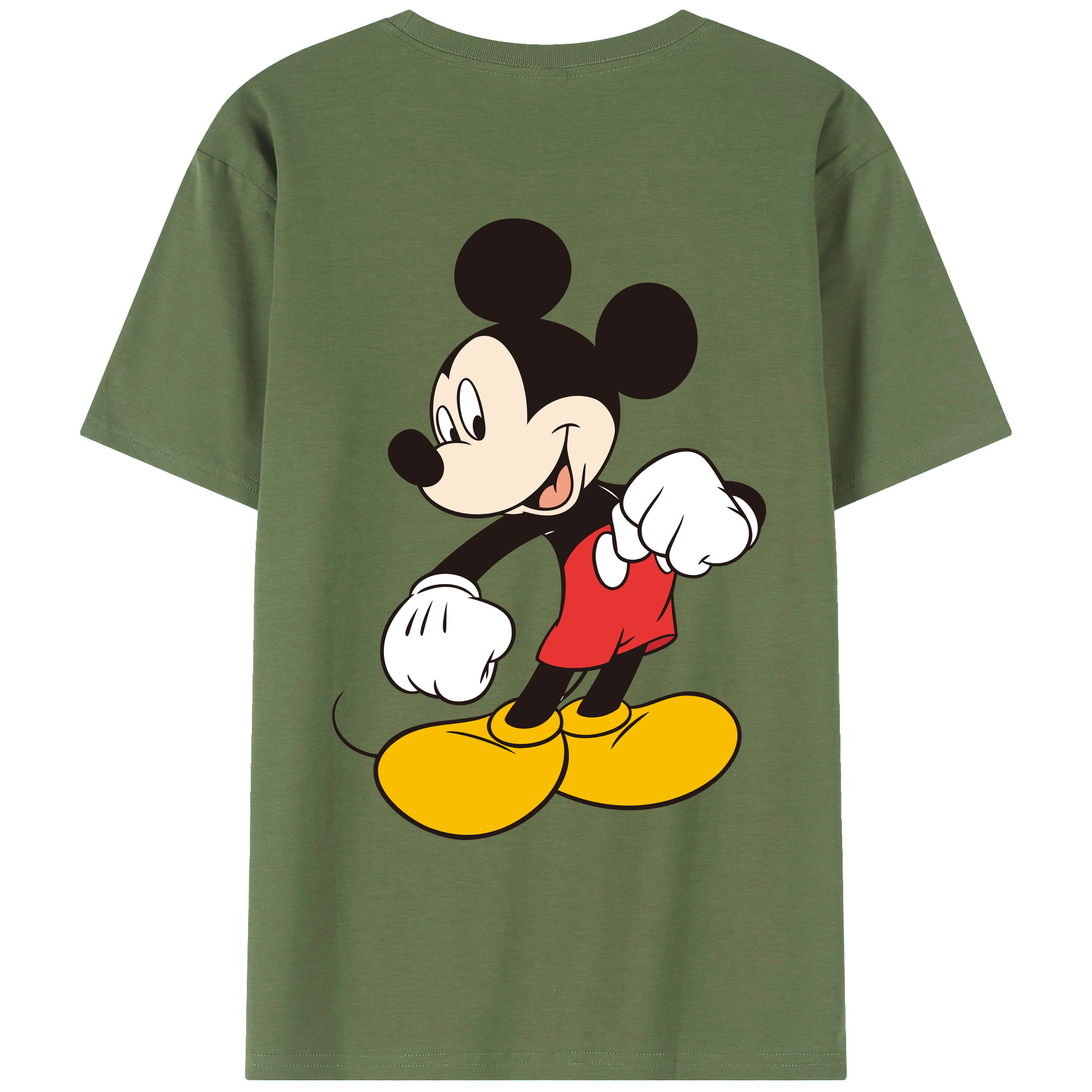 ミッキーマウス Mickey Mouse 綿100％ メンズ半袖Tシャツ（バックプリント） 通気性